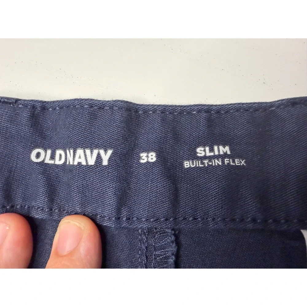 Old Navy Mens Slim Built-In Flex Chino Shorts Navy Blue Size 38 Stretch Twill